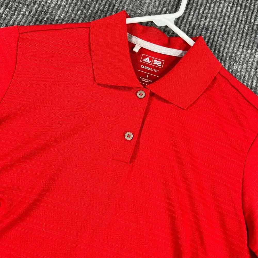 Adidas Polo Shirt Womens Small Red Short Sleeve Climalite Tennis Golf Pickleball
